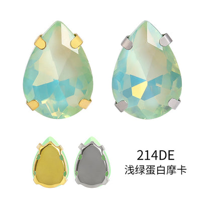 Xichuan waterdrop egg white mocha four-corner claw drill hand-stitched glass teardrop water rhinestone DIY accessories and accessories