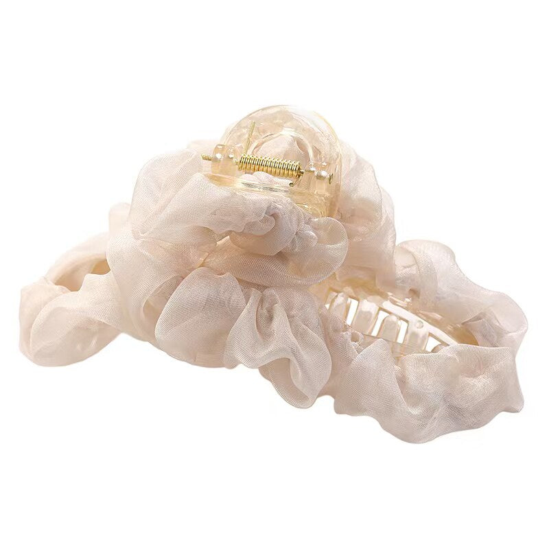 Mesh flower pearl hair grapple clip women's high-end sense 2026 new back of the head plate hairpin shark clip hair accessory