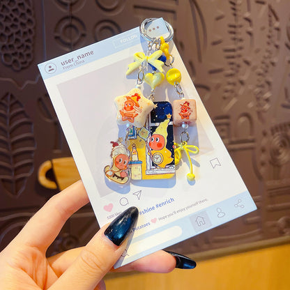 DIY small-nosed star man beaded phone chain pendant, women's bag, doll key chain, small drop doll charm