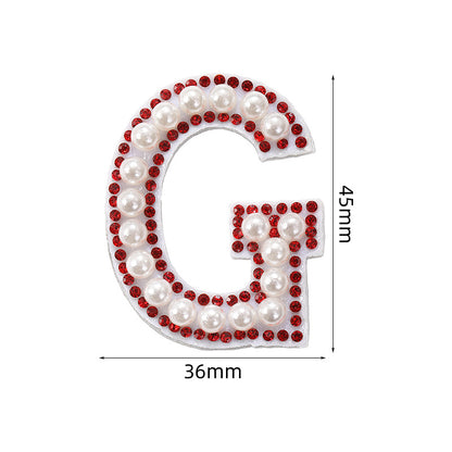 Red diamond 26-letter fabric patch set, hot-flung colored letter patch patch, clothing bag with diamond-embedded fabric patch