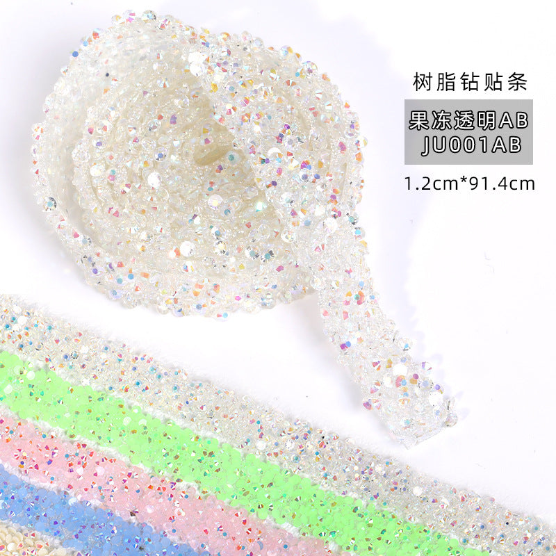 Resin Diamond Rhinestone Strips - Tear-Off Ready-to-Paste Sequins Hot Diamond Shoes Clothing Accessories and DIY crafty