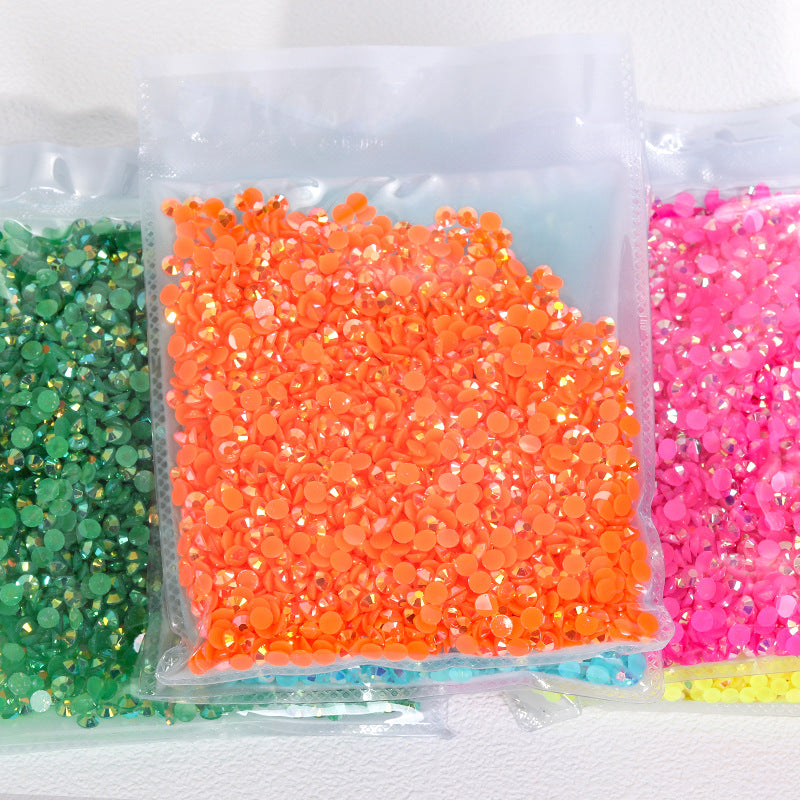 Jelly-colored resin flat diamonds, nail art diamonds, hair accessories, headgear sticky diamonds, toy dolls, sticky diamonds, round resin flat diamonds