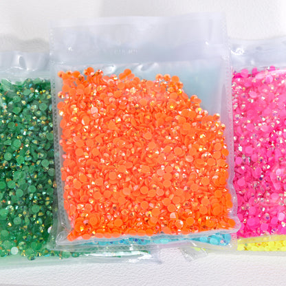 Jelly-colored resin flat diamonds, nail art diamonds, hair accessories, headgear sticky diamonds, toy dolls, sticky diamonds, round resin flat diamonds