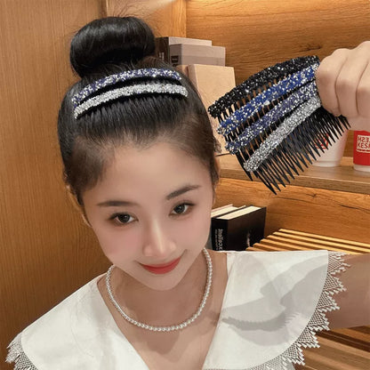 Premium glitter rhinestone hair comb, loose hair management tool, 2026 new toothbrush, bangs inverted comb, elegant hair clip, hair accessory