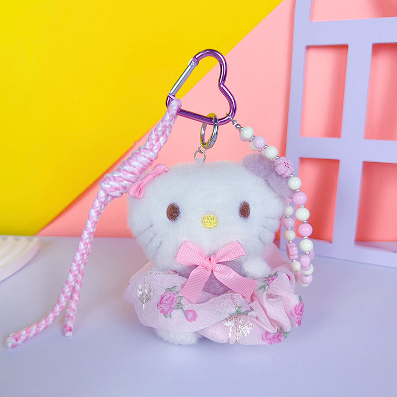Creative miu plush kitty cat keychain bag pendant cute couple DIY doll keychain pendant