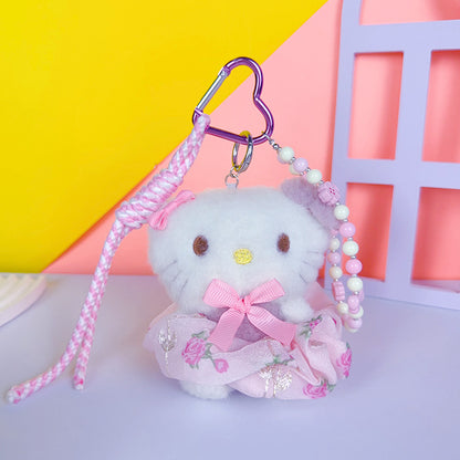 Creative miu plush kitty cat keychain bag pendant cute couple DIY doll keychain pendant