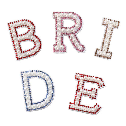Blue diamond seamless adhesive 26 English letters for clothing and makeup bag decoration, non-woven fabric patch, adhesive backing