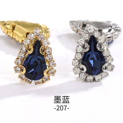 Pointed waterdrop claw rhinestone edge 4-hole hand-stitched rhinestone DIY headwear accessory clothing flash rhinestone accessory pointed waterdrop crystal buckle