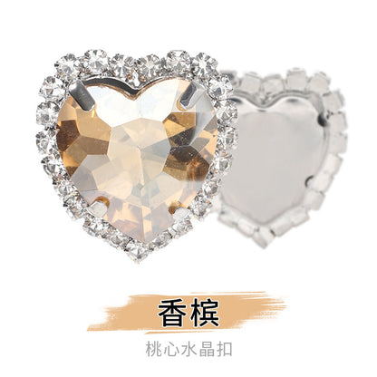 Heart-Shaped Crystal Claw Rhinestones - Hand-Sewn Hat Shoe Accessories Crystal Buckles