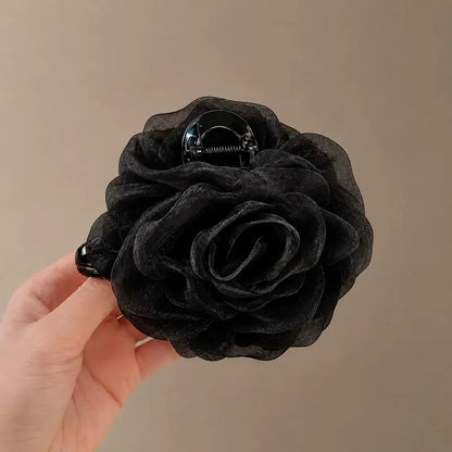 Large mesh claw clip for women, high-end 2026 new style back hair updo clip, floral hair grab clip, floral clip headwear