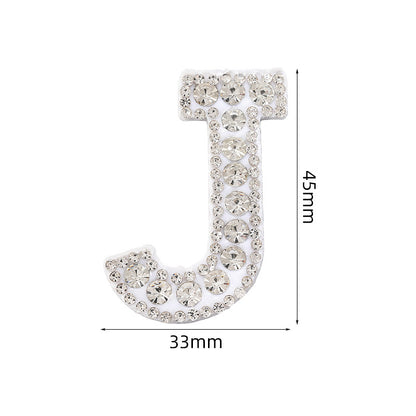 Full diamond letters DIY clothing accessories, white rhinestone hot simmer patches, hot patch English 26 letters