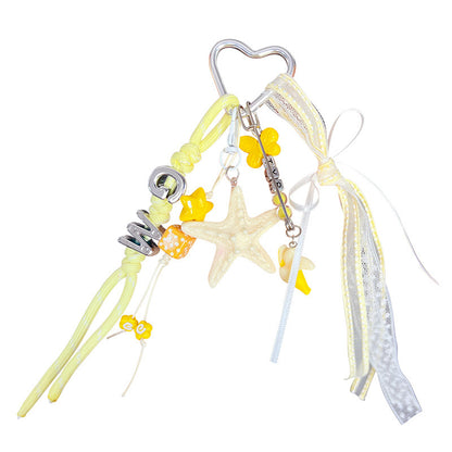 Creative miu starfish bracelet keychain bag pendant simple couple DIY car keychain pendant wholesale