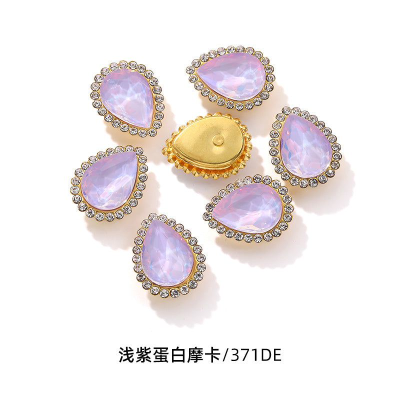 Double-layer waterdrop sunflower flower flower plate diamond buckle, hand-stitched rhinestone, thickened gold holder, glass diamond, clothing, shoes, bags, DIY accessories