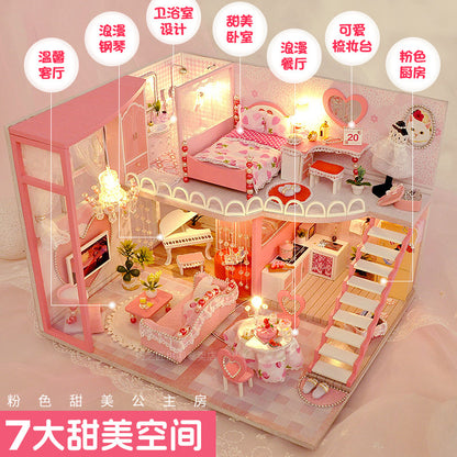 Craftsman DIY Cottage Loft Villa Handmade Assembly Princess Small House Miniatures Toys Birthday Gifts
