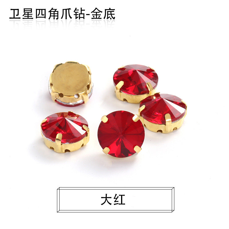Xichuan new gold background satellite square corner hand sewing drill claw drill DIY clothing collar dress accessories material wholesale
