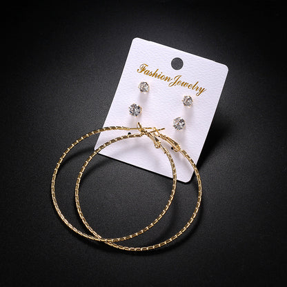 2-4-6-8-10cm oversized earrings exaggerated earrings european and american round rhinestone geometric hoop earrings for women cross-border