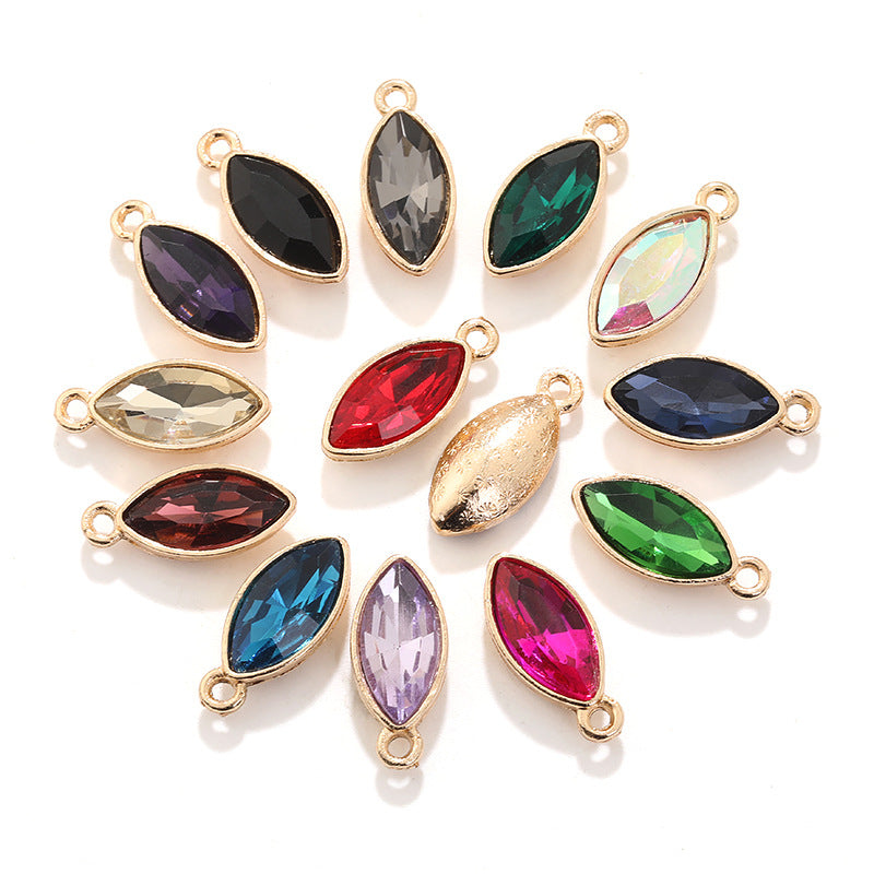 Xichuan horse eye zinc alloy pendant, gold base horse eye single pendant with diamond, DIY jewelry, earrings, doll pendants, horse eye rhinestone