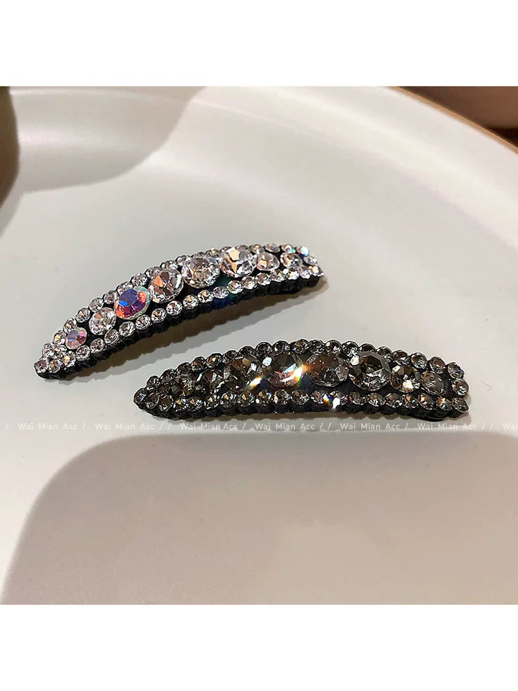 2026 New High-End Light Luxury Rhinestone Duckbill Clip for Women, Exquisite Full Diamond Bangs Side Clip, Forehead Hair Clip