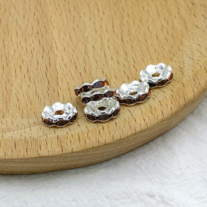Factory direct sales 10MM color wavy edge rhinestone circle wheel bead spacer spacer bead string silver diamond jewelry
