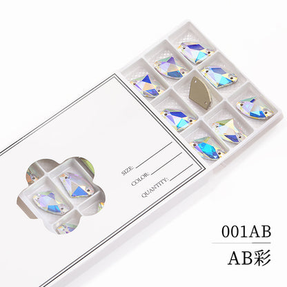 Axe Flat Buckle - Flat Bottom Special-Shaped Hand-Sewn Rhinestones Real Silver Plating Shoe Accessories Luggage Clothing