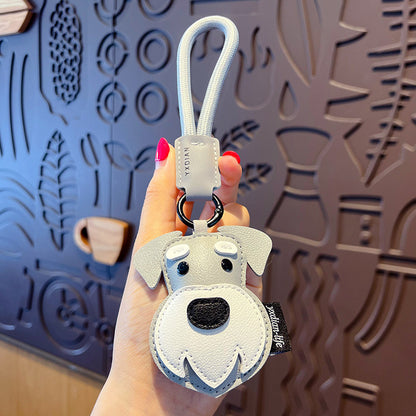 Creative PU leather Shiba Inu keychain doll pendant cute husky couple car keychain bag pendant