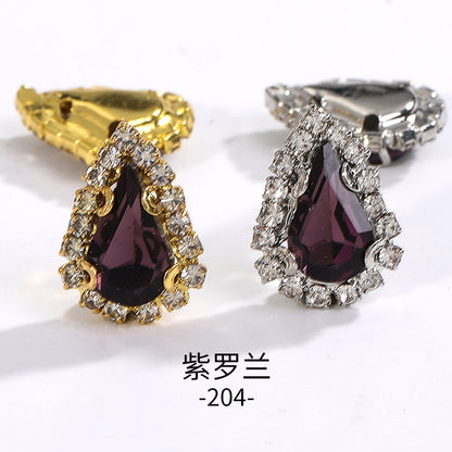 Pointed waterdrop claw rhinestone edge 4-hole hand-stitched rhinestone DIY headwear accessory clothing flash rhinestone accessory pointed waterdrop crystal buckle