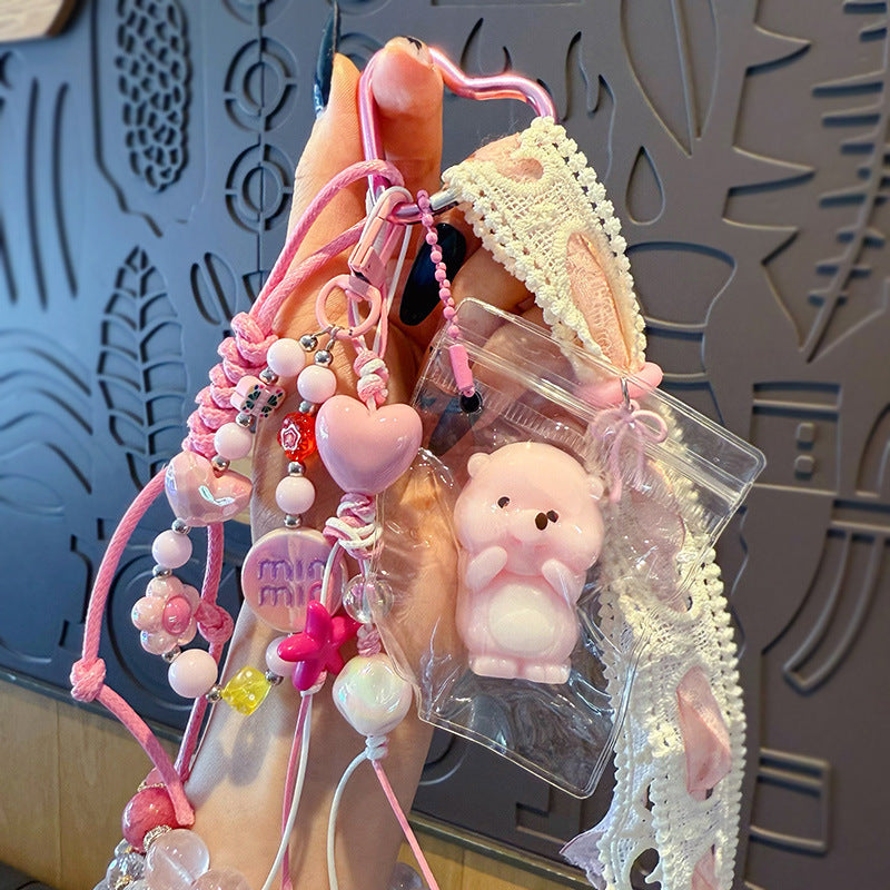 Handmade beading DIY pinch doll keychain pendant cute bear miu series bag pendant keychain accessories