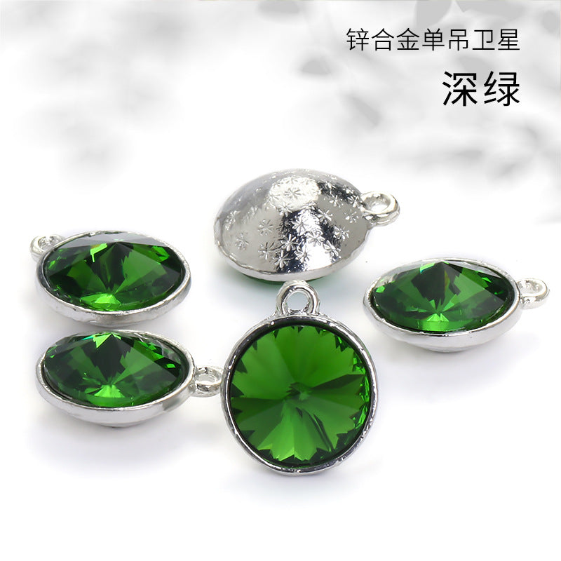 12mm zinc alloy satellite single pendant bag, necklace, bracelet, clothing decoration, accessory satellite shape round single-hole pendant
