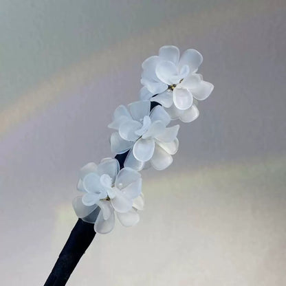 Floral hair wand bun updo tool, lazy minimalist flower bud headpiece, acrylic upgraded hydrangea hair accessory
