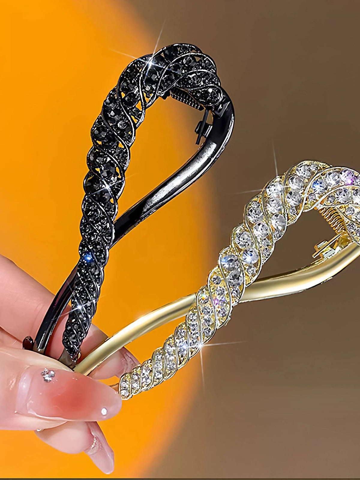 Large size with a sophisticated feel, fully diamond-filled metallic temperament, light luxury twist twist pin, figure-eight hair updo, exquisite headpiece hair accessory for women