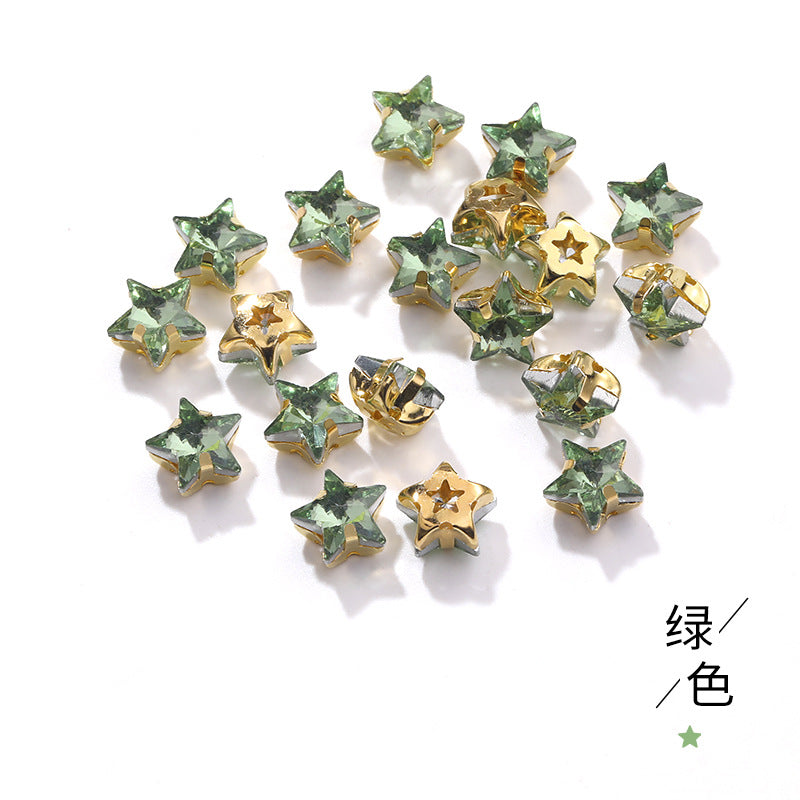 New 10mm five-pointed star hand-stitched glass thickened claw drill 3D DIY wedding dress, clothing, shoes, bags, hair clips, accessories