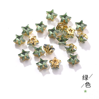 New 10mm five-pointed star hand-stitched glass thickened claw drill 3D DIY wedding dress, clothing, shoes, bags, hair clips, accessories