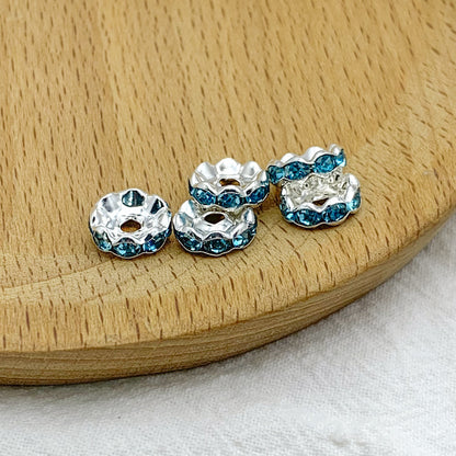 Factory direct sales 10MM color wavy edge rhinestone circle wheel bead spacer spacer bead string silver diamond jewelry