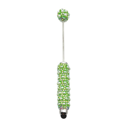 New pearl full diamond touch screen pen diy pearl capacitive touch ballpoint pen puzzle piercable bead cute pen wholesale