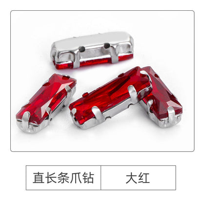 Xichuan Straight Long Claw Rhinestone Glass Hand-Stitched Diamond DIY Accessories Shoe Bag Handmade Materials White K with Claw Diamond