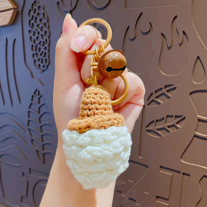 Creative plush weaving good things happen keychain small pendant cartoon crochet persimmon bag bag keychain small gifts
