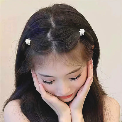 Celebrity-style high-end silver metal hair clip, bangs clip, five-pointed star small hair clip, mini half-tie hair claw clip