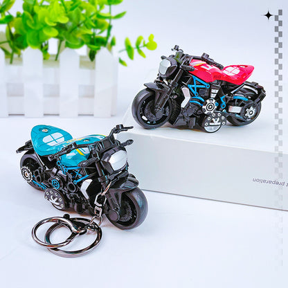 Creative Cartoon Cool Pullback Heavy Motorcycle Keychain - School Bag Ornament Car Key Chain Small Gift
