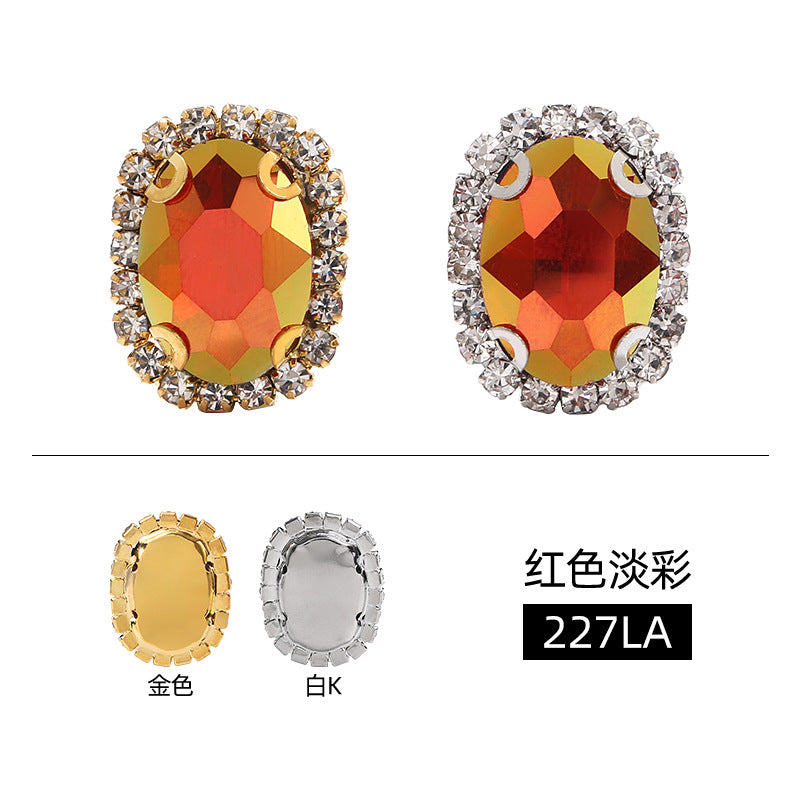 Multicolor crystal glass diamonds, light color oval crystal buckle holes, hand-sewn diamonds - clothing, shoes, bags, DIY accessories