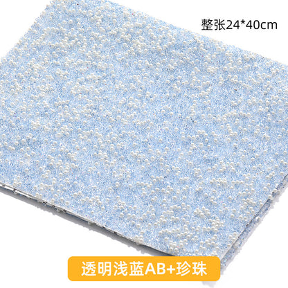 Resin 24*40CM pearl diamond mesh water rhinestone glue mesh peels off and sticks instantly for DIY crafts, sequins, glue, jewelry accessories