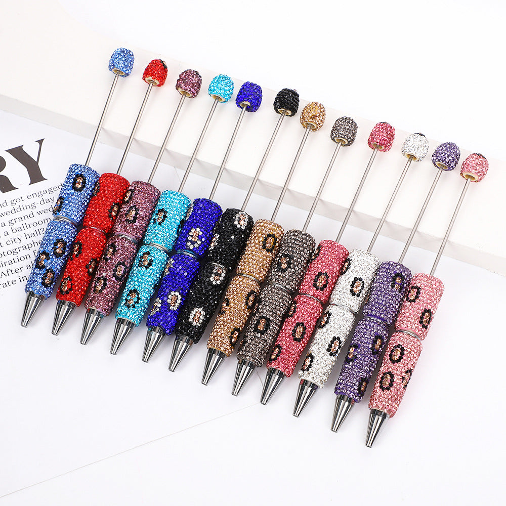 Leopard print full diamond ballpoint pen creative DIY beading pure handmade diamond set ballpoint pen advertising gift pen spot wholesale