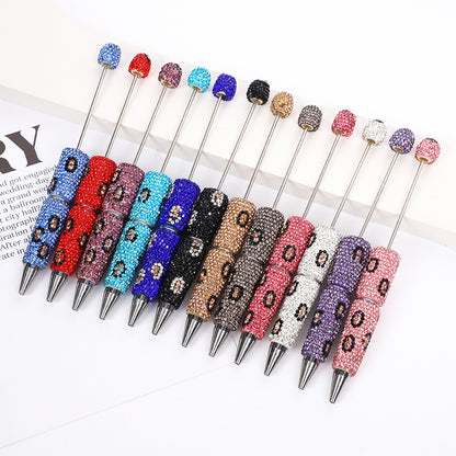 Leopard print full diamond ballpoint pen creative DIY beading pure handmade diamond set ballpoint pen advertising gift pen spot wholesale