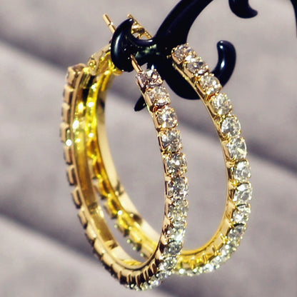 2-4-6-8-10cm oversized earrings exaggerated earrings european and american round rhinestone geometric hoop earrings for women cross-border