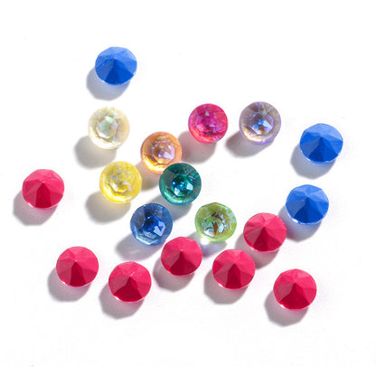 Shiyue Face Round Mocha Luminous Crystal Glass Diamond Pointed Bottom Nail Art Diamond DIY Accessory Match