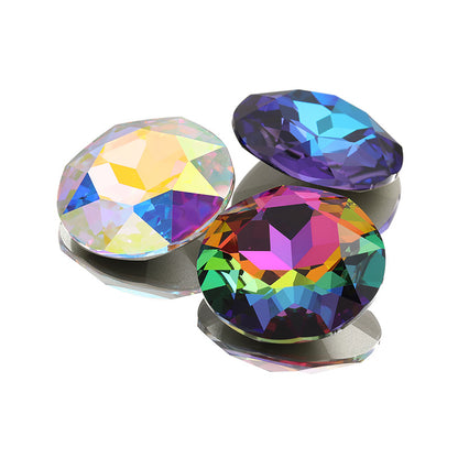 Cross-border electroplated high-end K9 gemstone flower 35mm round pointed base crystal glass diamond - clothing DIY accessory