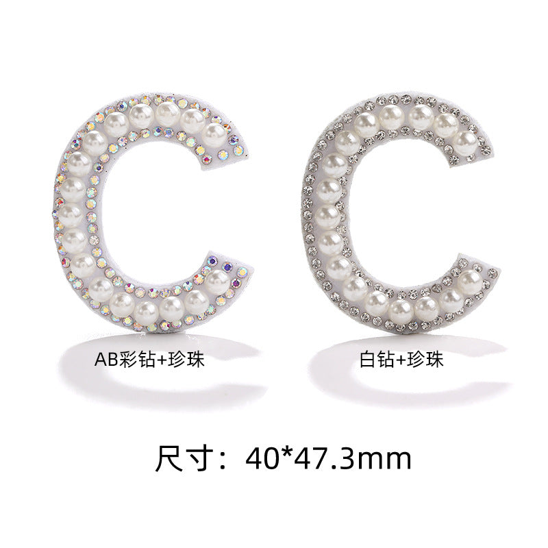 English Letter Hot Patch Stickers - 26 Letters White Imitation Pearl DIY Clothing Accessories