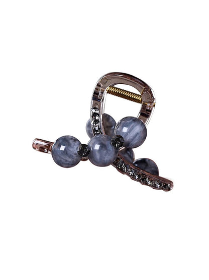 High-end look, small hair volume claw clip for women, 2026 new pearl rhinestone hair clip, back hair coil clip, shark clip headwear