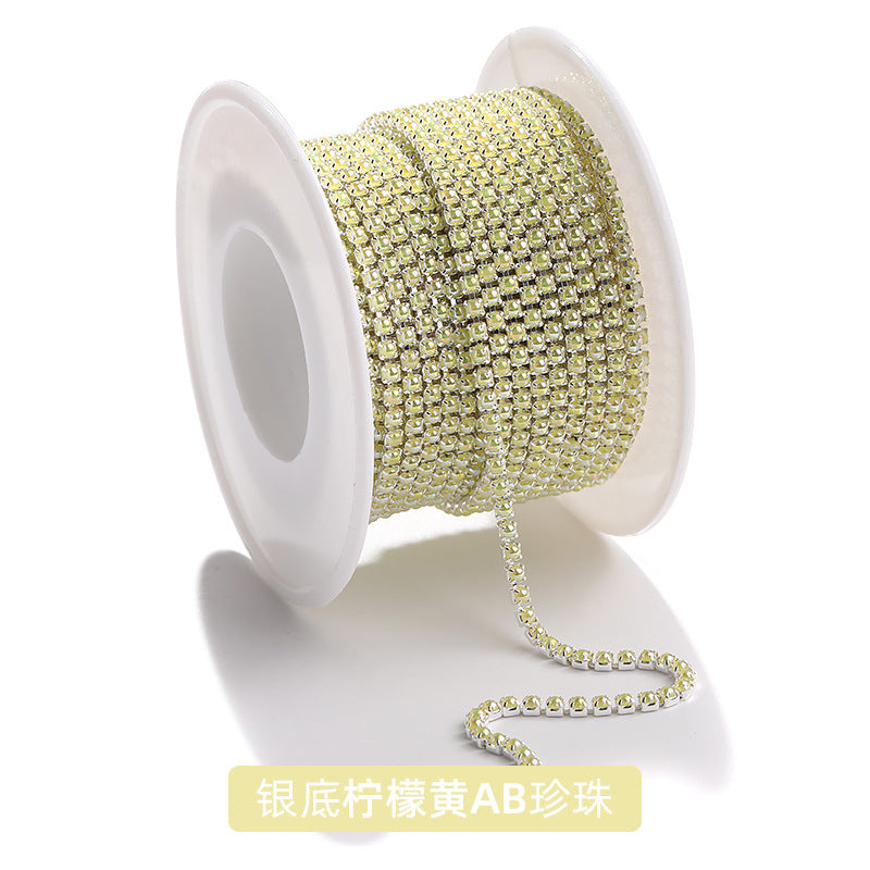 Factory supply pearl claw chain AB color chain 2mm dense claw chain DIY phone case diamond chain handmade material accessories