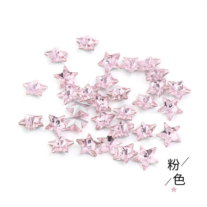Source of origin: pointed bottom five-pointed star rhinestone, glass five-pointed star rhinestone, phone case diamond attachment, hair accessory rhinestone accessories