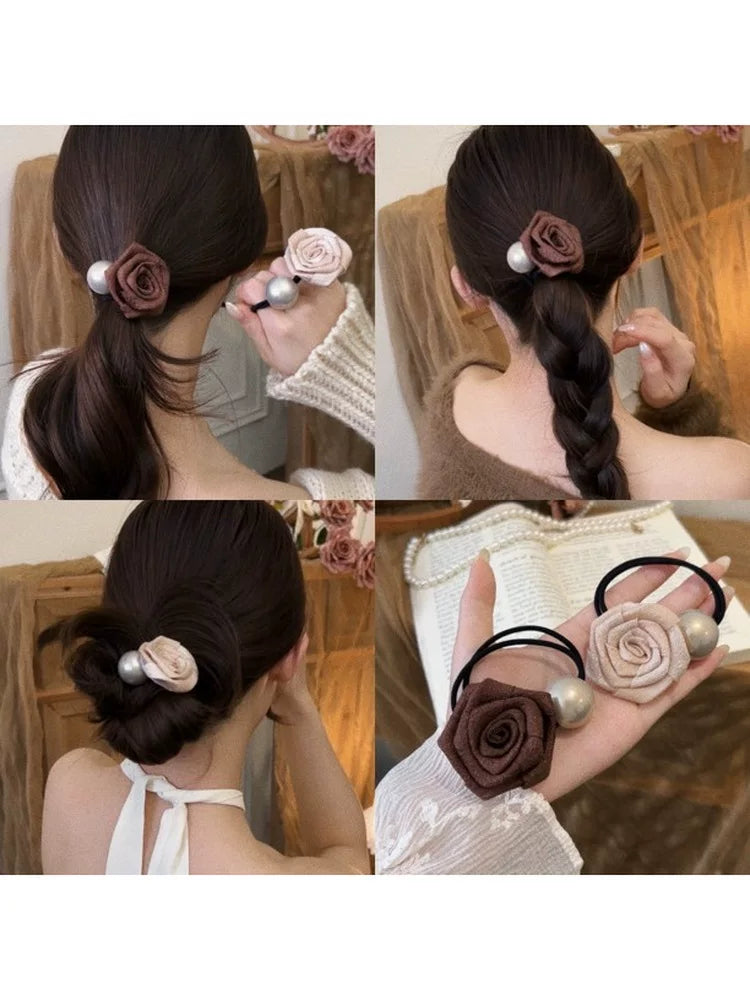High-end dry rose hair tie, hair tie for women, 2026 new high-elasticity rubber band hair tie